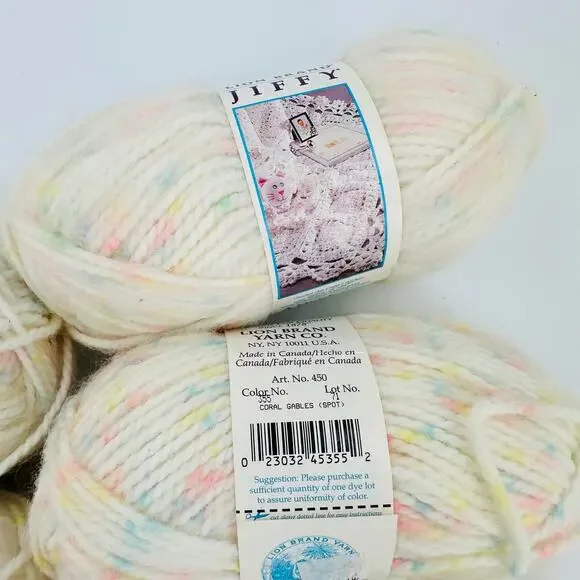 7 Vintage Lion Brand Baby Jiffy Quick & Easy Mohair Look Yarn CORAL GABLES SPOT - Picture 11 of 13